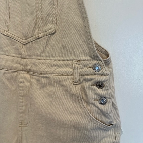 Wide Leg Cream 100% Cotton Shein Workwear Style Overalls Sz: L Adjustable Straps - Picture 8 of 14